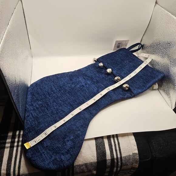 NAVY BLUE VELVET CHRISTMAS STOCKING W/SILVER JINGLE BELLS Hobby Lobby - Picture 9 of 12